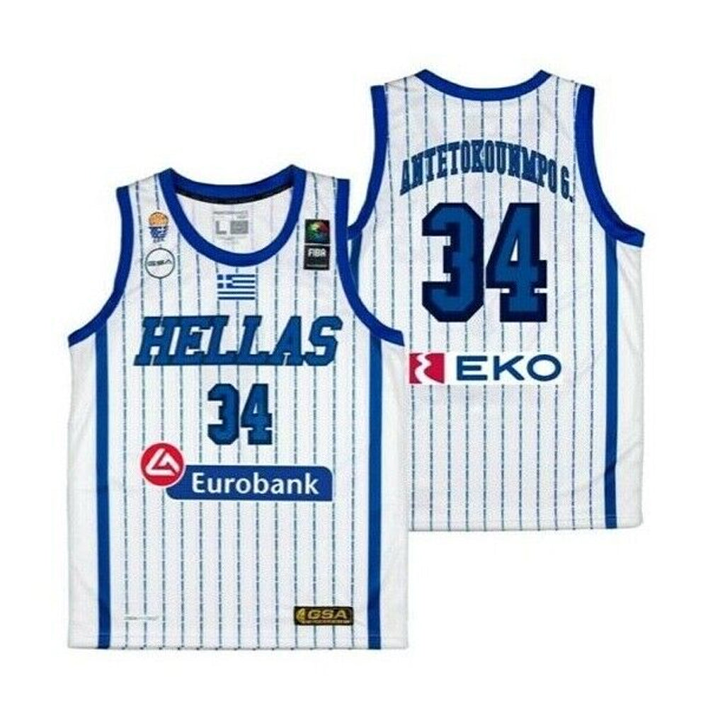 Giannis Antetokounmpo Greece Euro 34 Basketball Jersey