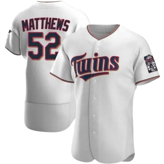 MLB Zebby Matthews Minnesota Twins 52 Jersey