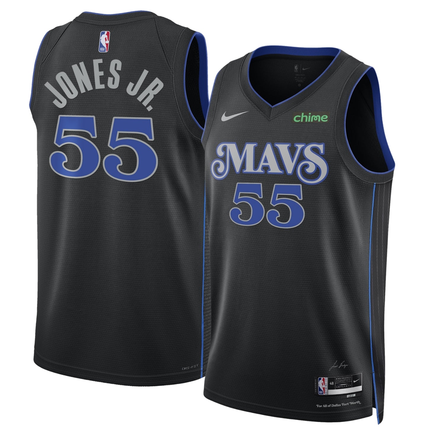 NBA Derrick Jones Jr Dallas Mavericks 55 Jersey