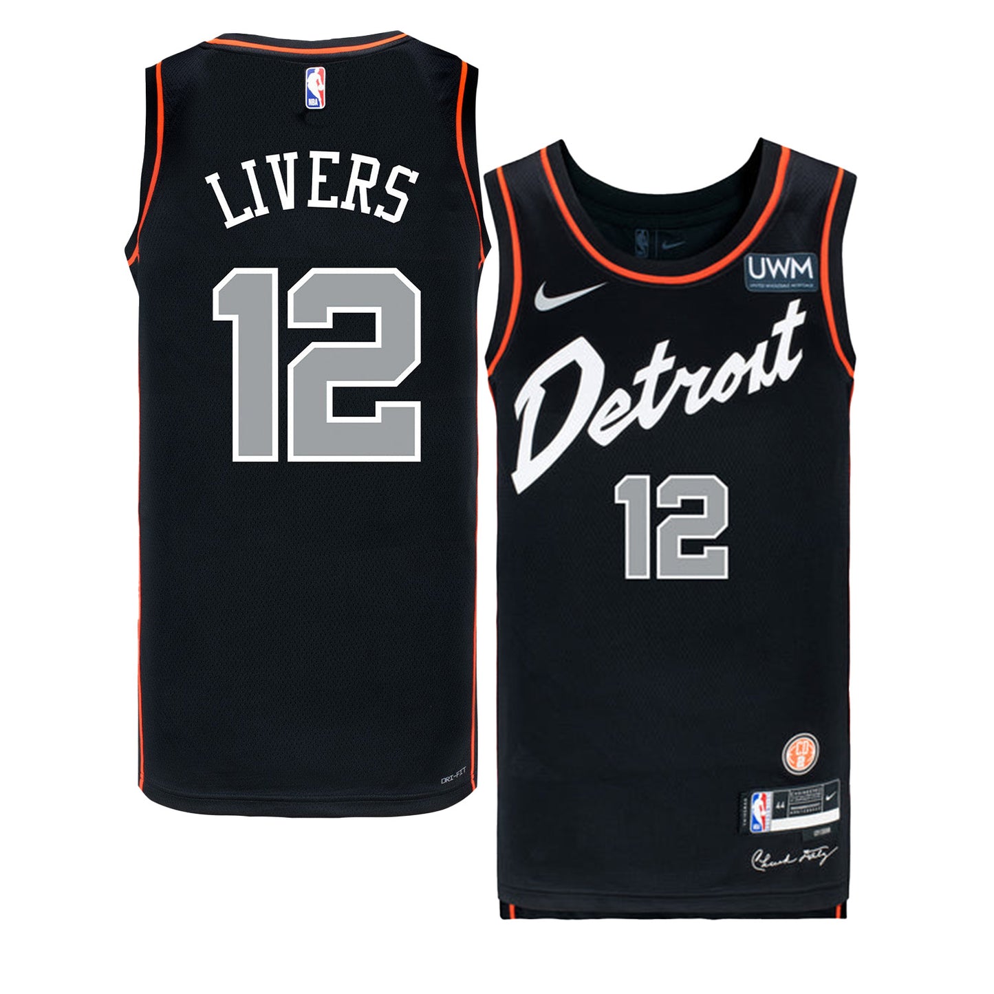 NBA Isaiah Livers Detroit Pistons 12 Jersey