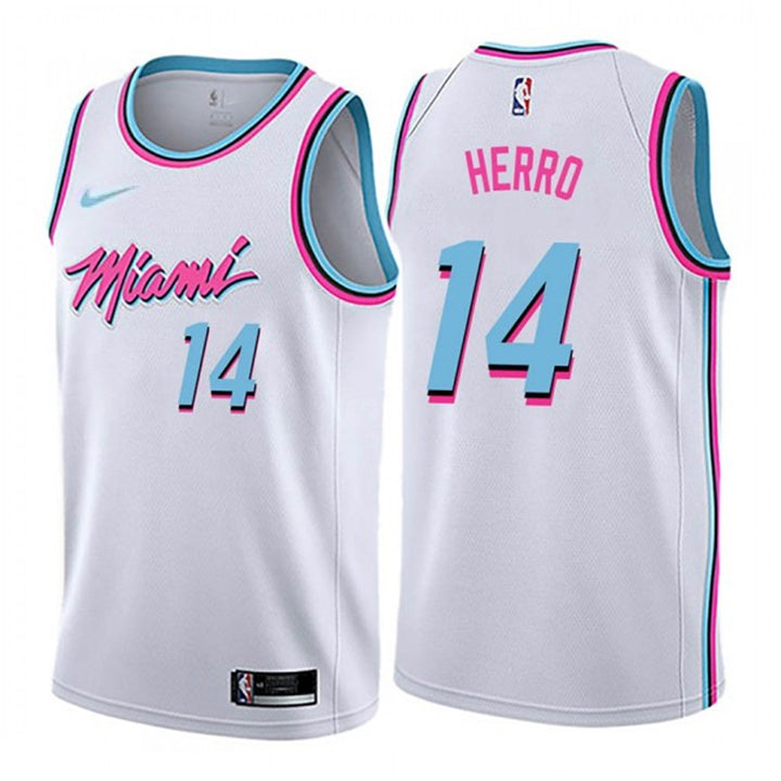 Youth top Tyler Herro #14 Miami Heat City Blue Jersey L