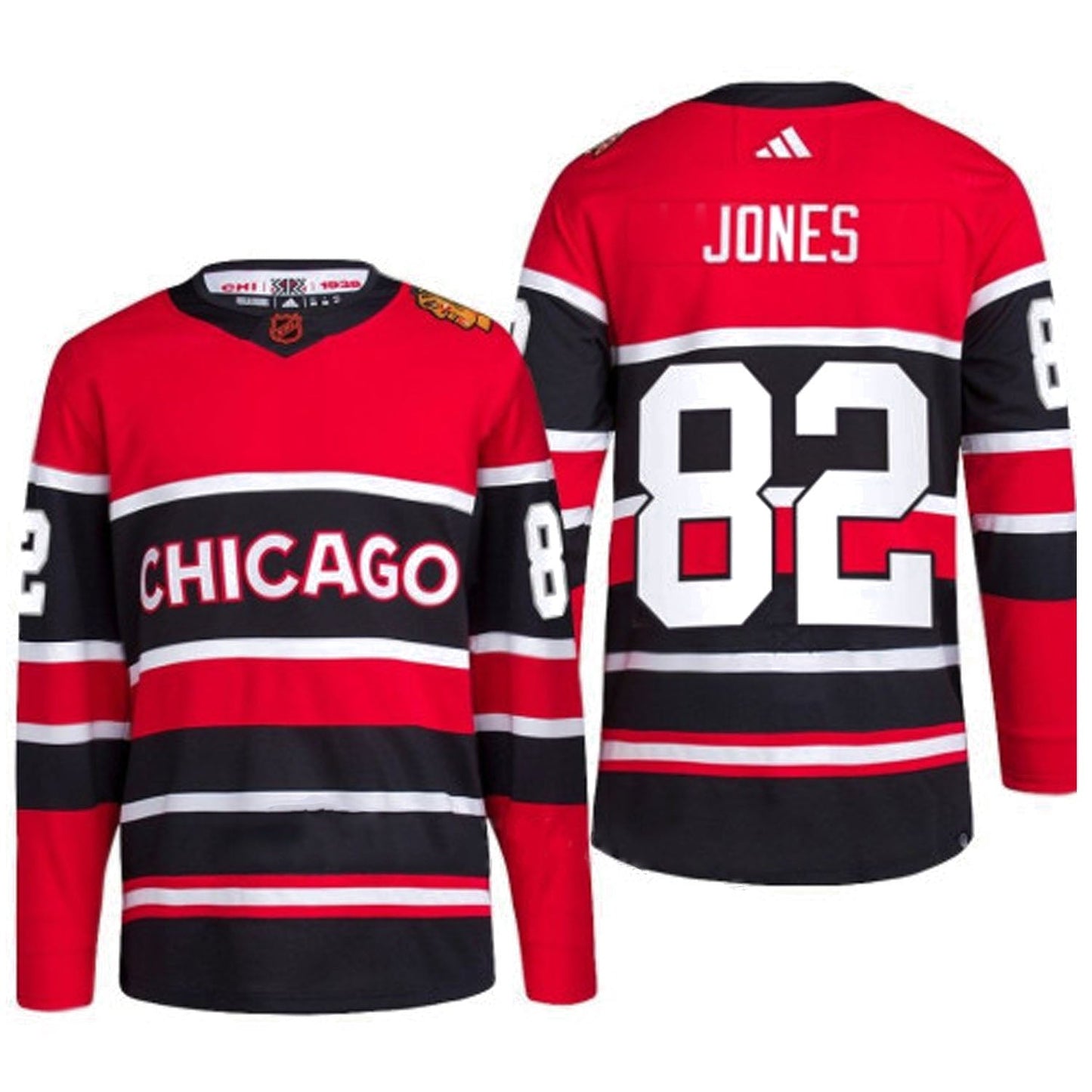 NHL Caleb Jones Chicago Blackhawks 82 Jersey