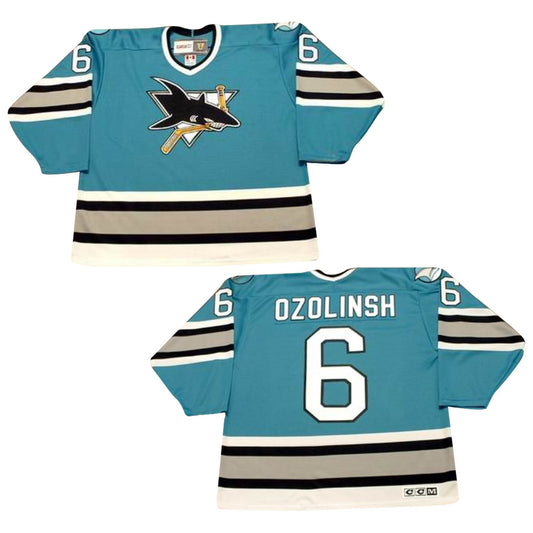 NHL Sandis Ozolinsh San Jose Sharks 6 Jersey