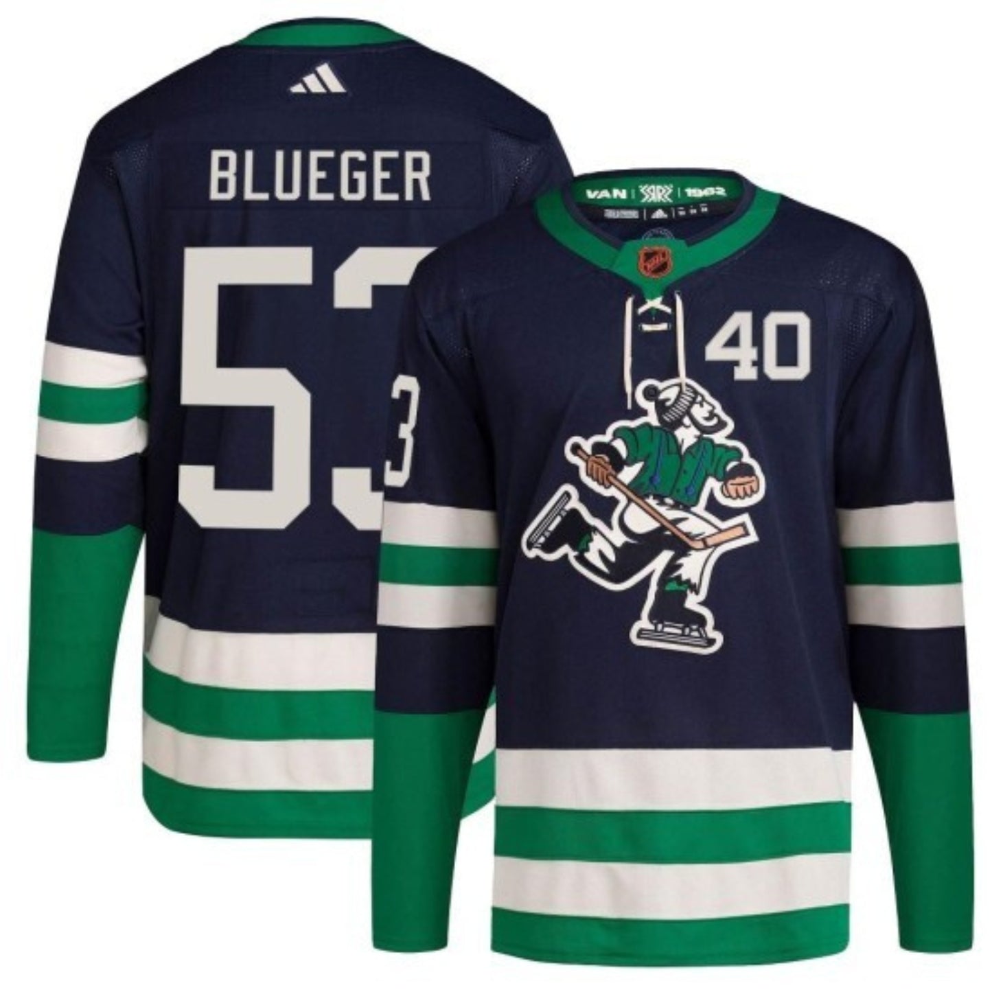 NHL Teddy Blueger Vancouver Canucks 53 Jersey