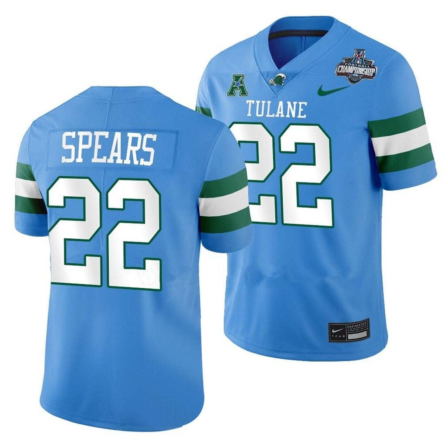 NCAAF Tyjae Spears Tulane Green Wave 22 Jersey